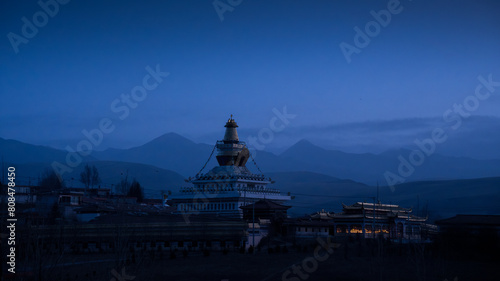 buddhist temple in Aba in winter morning photo