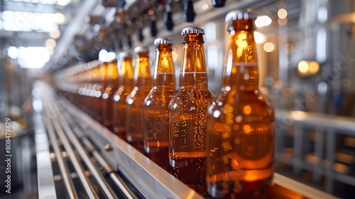 Advanced brewery bottling line with digital screens and modern technology  improving precision and speed 8K   high-resolution  ultra HD up32K HD