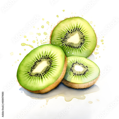 Digital technology kiwifruit watercolor design illustration