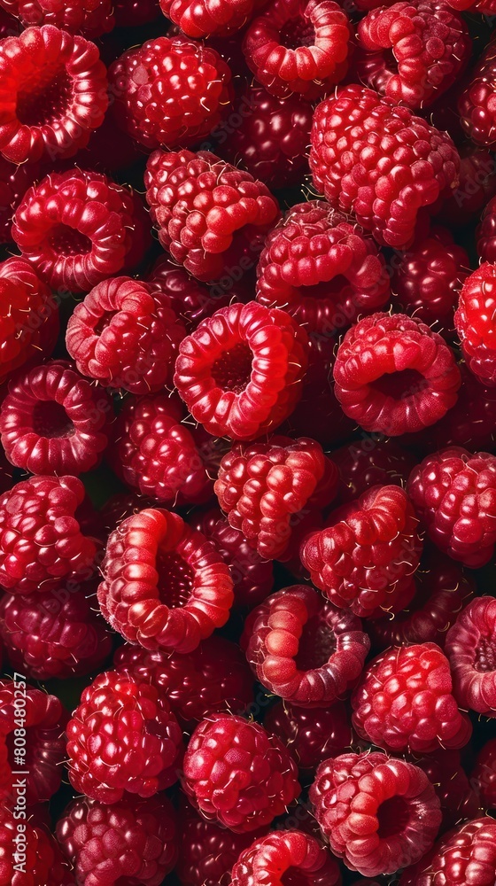 A seamless pattern of juicy raspberries, photographed to emphasize their rich red A seamless pattern of juicy raspberries, photographed to emphasize their rich red