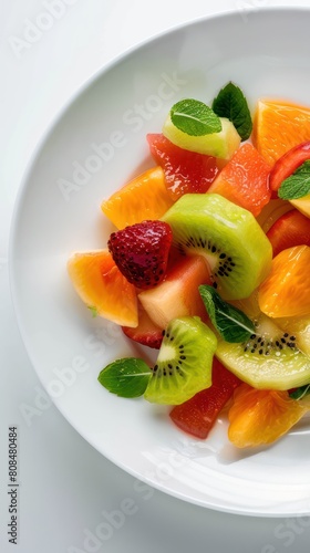 Food Photography  fruit salad  white plate  