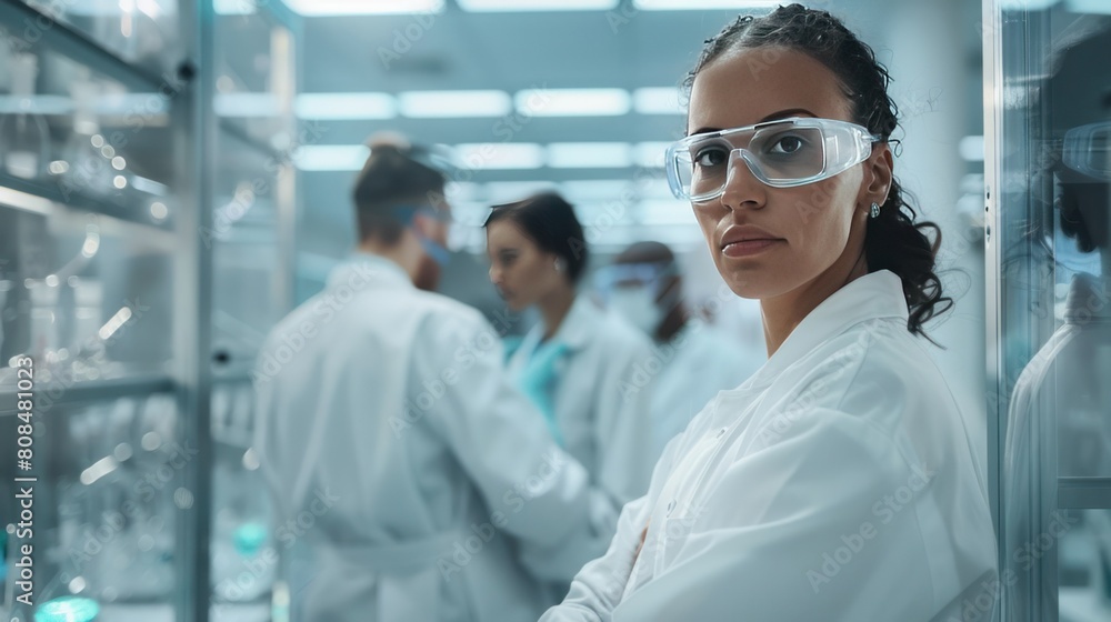group of diverse scientists collaborating in a state-of-the-art laboratory to develop innovative solutions for climate change., group of diverse scientists collaborating in a state-of-the-art laboratory to develop innovative solutions for climate change.,