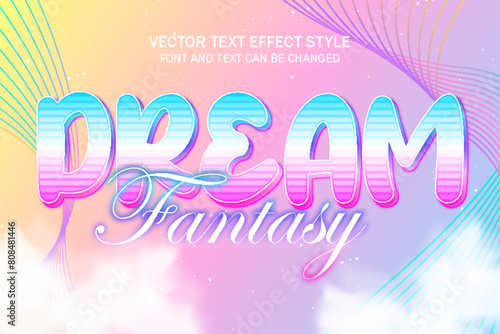 dream fantasy beauty style cute colorful feminine typography editable text effect font template design