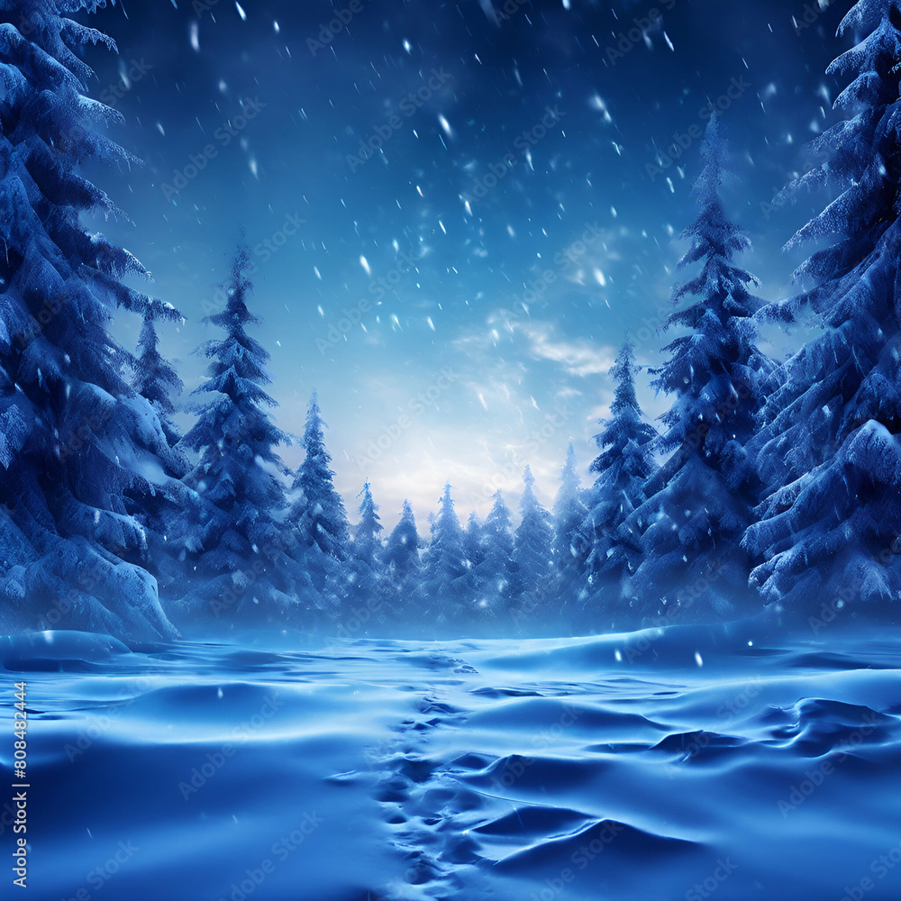 cyber winter background,Dramatic winter morning in the forest.Fantastic winter landscape,generate ai
