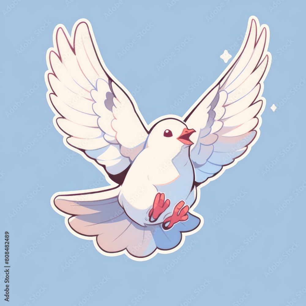 Obraz premium dove bird animal chibi cartoon style isolated plain background