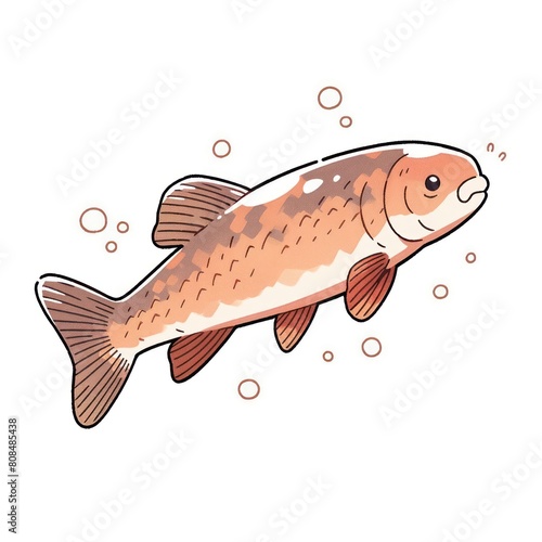 gudgeon fish animal chibi cartoon style isolated plain background photo