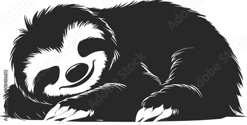  sleeping sloth minimalist illustration silhouette