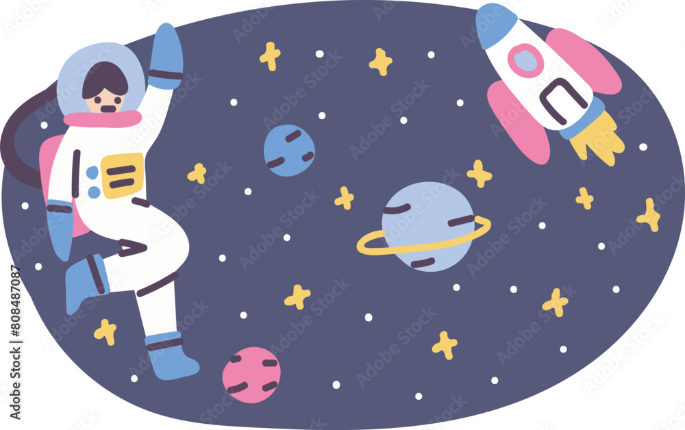 Astronaut and spaceship in space Astronaut and spaceship in space