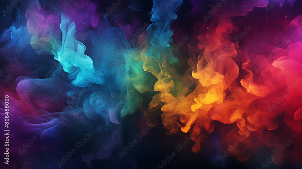 Obraz premium Vibrant Whispers: Illustration of Colorful Smoke Dance
