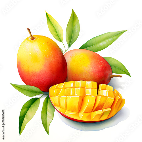 Digital technology mango watercolor design illustration