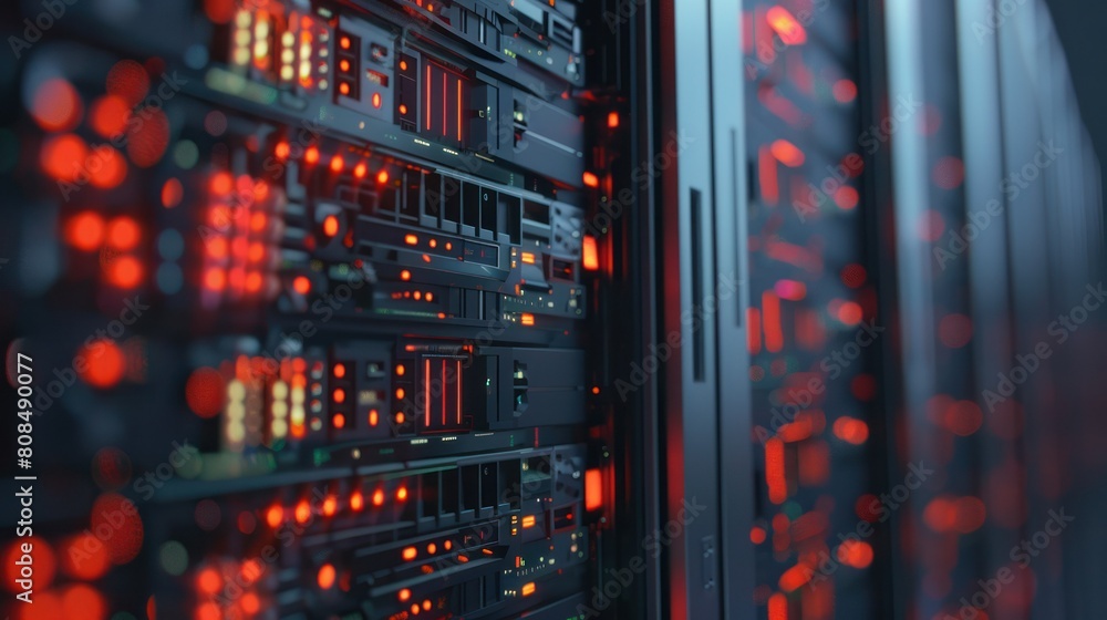 close-up shot of a single server, its intricate circuits and components gleaming under the soft light of the room. close-up shot of a single server, its intricate circuits and components gleaming under the soft light of the room.