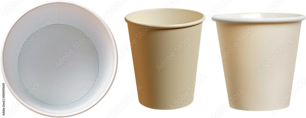 set of paper cup isolated on white background set of paper cup isolated on white background