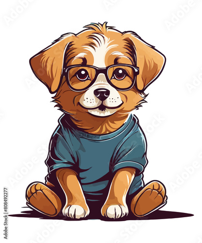 Cute school dog vector illustration