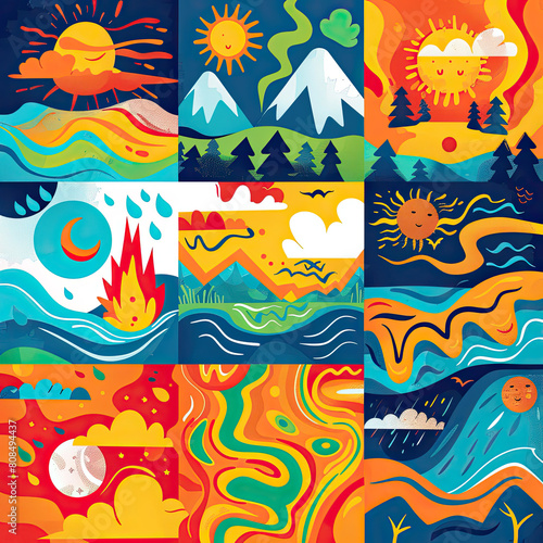 Extreme weather conditions abstract concept vector illustration set Extreme temperatures