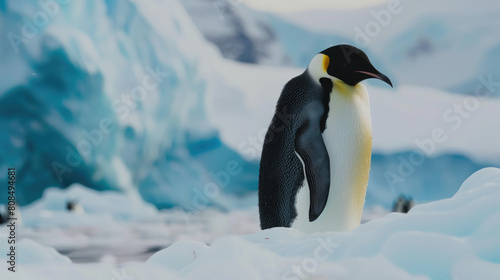 emperor penguin on an ice floe in antarctica