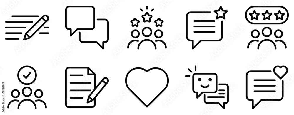 Fotografie Detailed Feedback Icon Set in Line Style