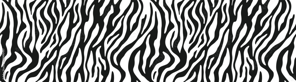 Zebra fur repeating texture. Animal print, skin stripes. Jungle wild style wallpapers. Black and white seamless pattern. Vector background Zebra fur repeating texture. Animal print, skin stripes. Jungle wild style wallpapers. Black and white seamless pattern. Vector background