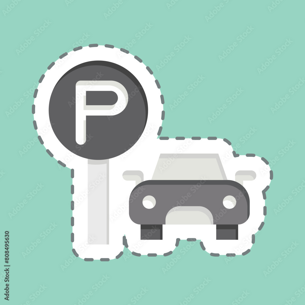 Sticker line cut Parking Area. related to Smart City symbol. simple design illustration Sticker line cut Parking Area. related to Smart City symbol. simple design illustration