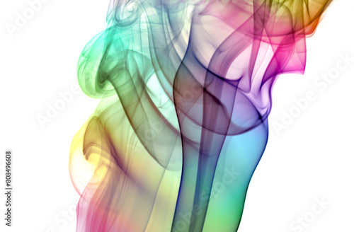 abstract mystical multi colored smoke, on a white background