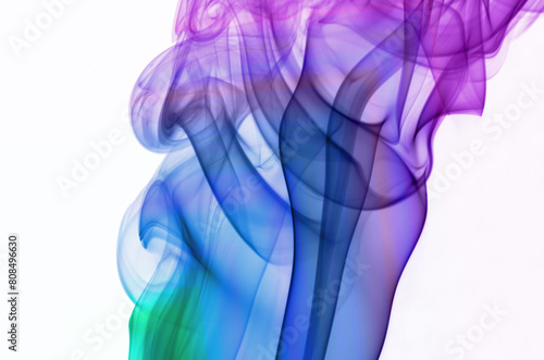 Abstract smoke. Many colors on a white background.