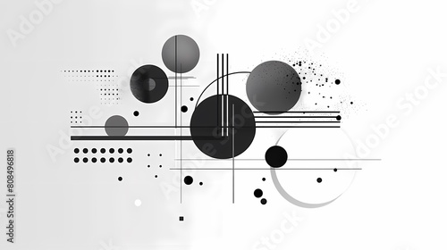 minimalist element composition featuring a black circle and a white and black clock