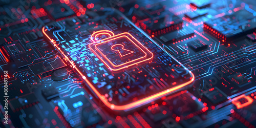 A lock is securely placed on top of a circuit board providing added protection and security to the electronic components Layers of defense in a cyber security system . 
