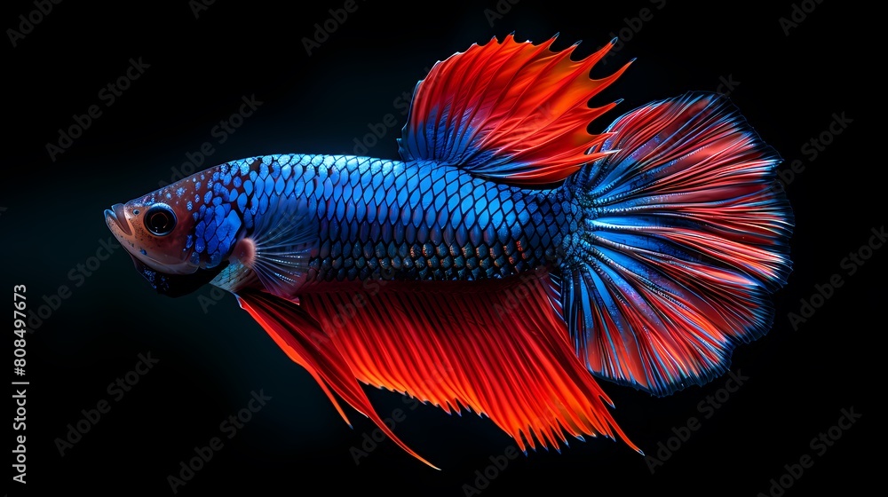Digital technology crystal glitter color fish illustration poster web page PPT background