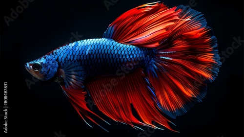 Digital technology crystal glitter color fish illustration poster web page PPT background