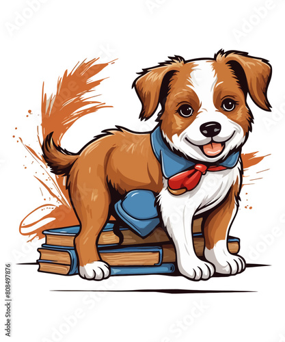 Cute school dog vector illustration