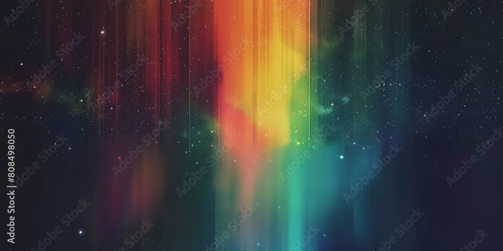 rainbow gradient overlay with blurred stars and a dark background. rainbow in the blackness,vintage rainbow Film Texture Overlay background Colorful lens flare. rainbow light effect overlay background