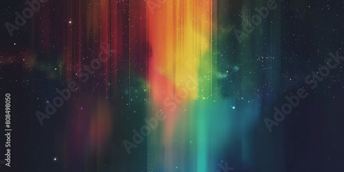 rainbow gradient overlay with blurred stars and a dark background. rainbow in the blackness vintage rainbow Film Texture Overlay background Colorful lens flare. rainbow light effect overlay background