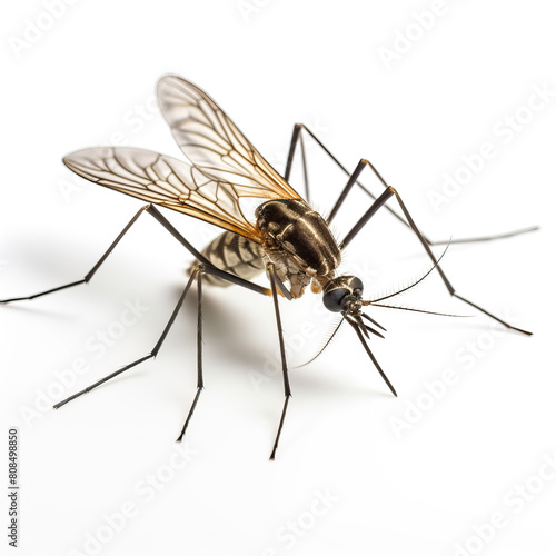 close up view of mosquito, isolated on transparent white background cutout