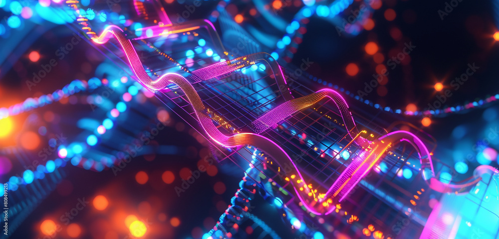 Illuminated neon abstract for showcasing modern scientific achievements, suited for presentations Illuminated neon abstract for showcasing modern scientific achievements, suited for presentations