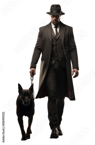 PNG  A gangster with dog overcoat walking mammal. photo