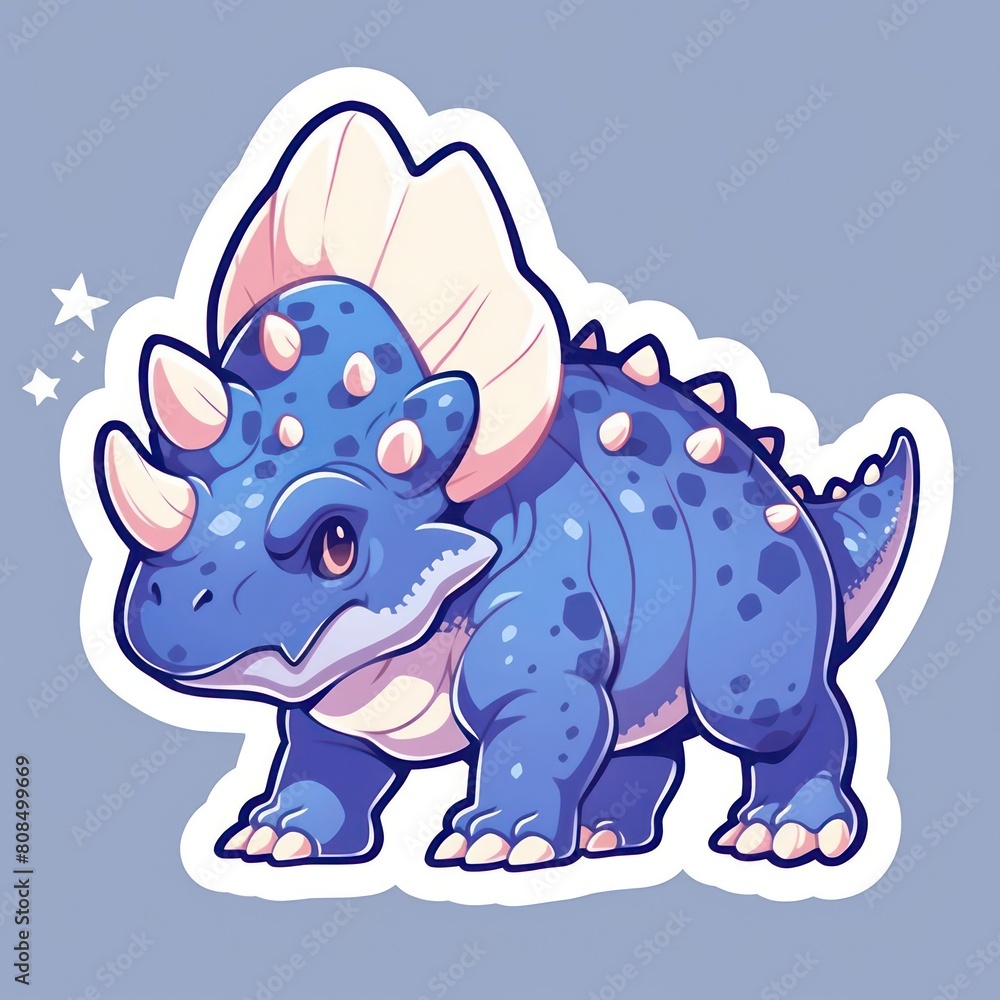 Fototapeta premium triceratops animal chibi cartoon style isolated plain background