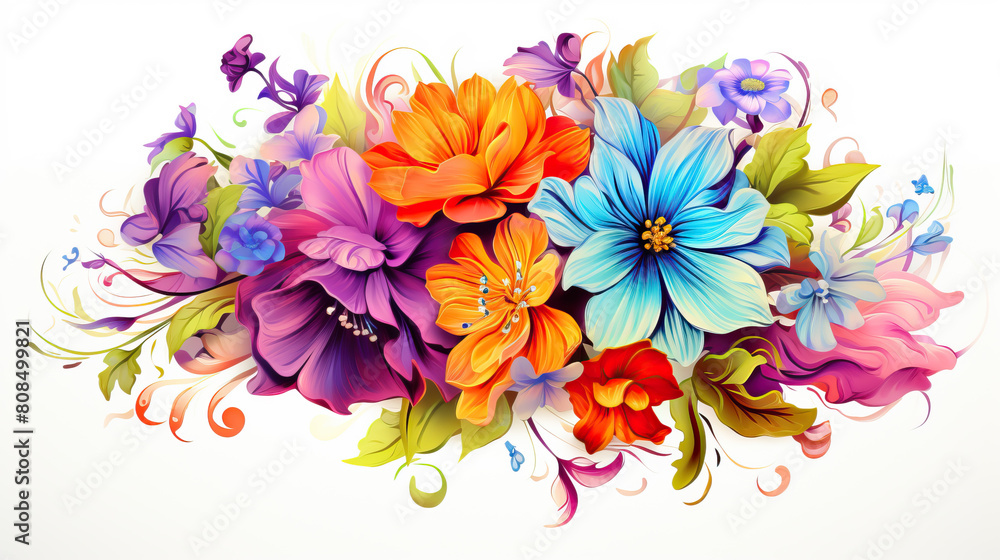 Colorful flower illustration ason white background Colorful flower illustration ason white background