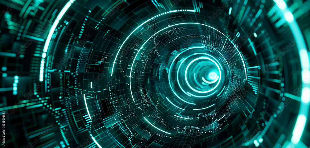 Teal circles pulsating with energy, perfect for technology communication. Teal circles pulsating with energy, perfect for technology communication.