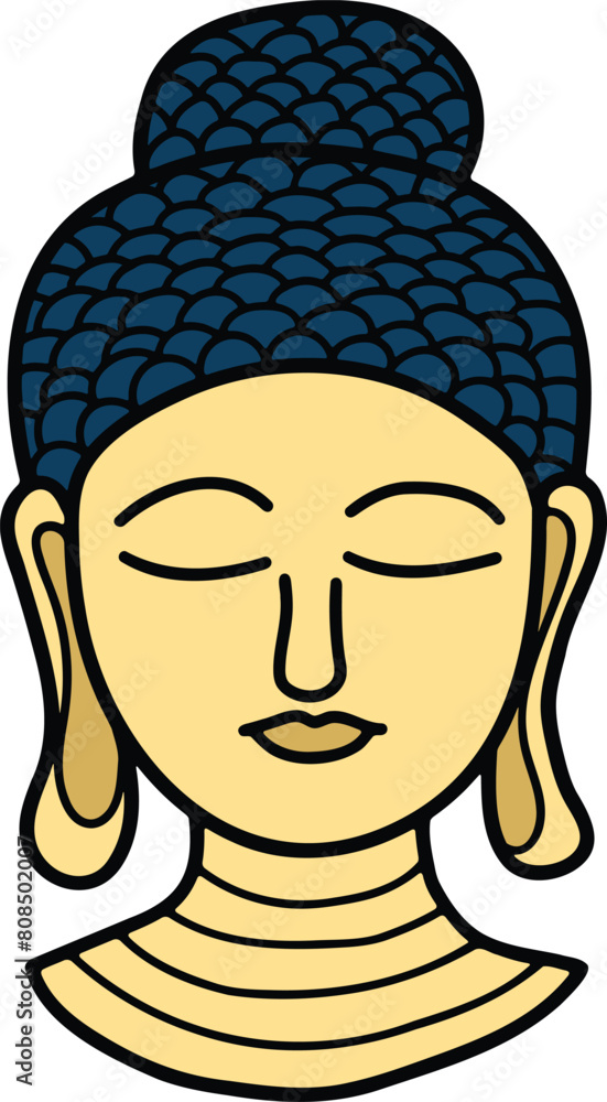 A drawing of a Buddha with a serene expression