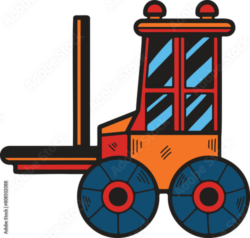 A black and white drawing of a tractor