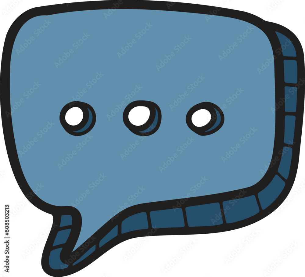 A black and white drawing of a speech bubble with dots in the middle A black and white drawing of a speech bubble with dots in the middle