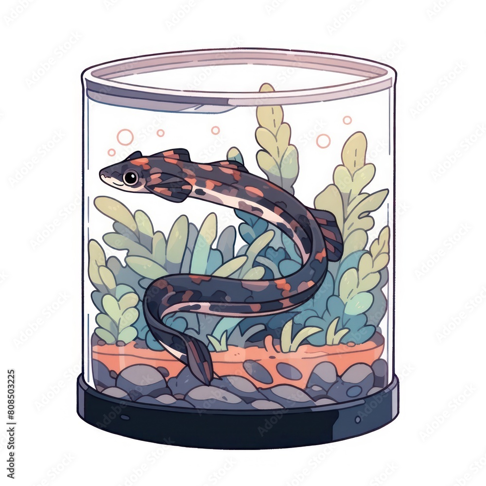 Obraz na plátně Banded Pipefish in aquarium fish animal chibi cartoon style isolated plain backg