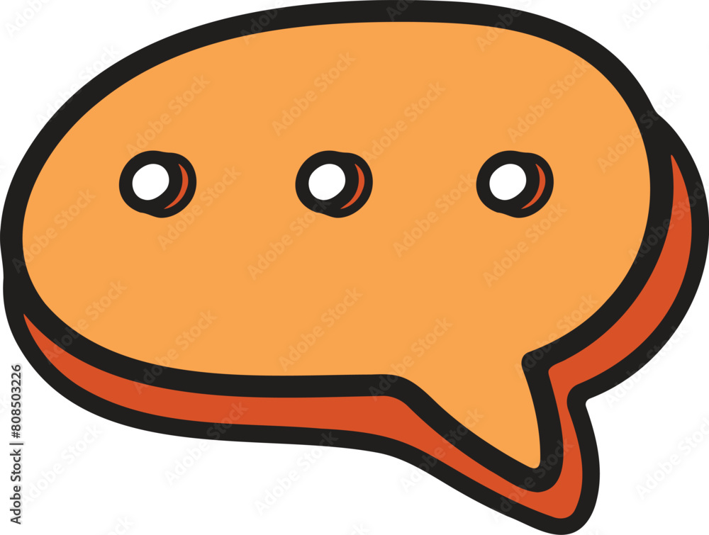 A black and white drawing of a speech bubble with dots in the middle A black and white drawing of a speech bubble with dots in the middle