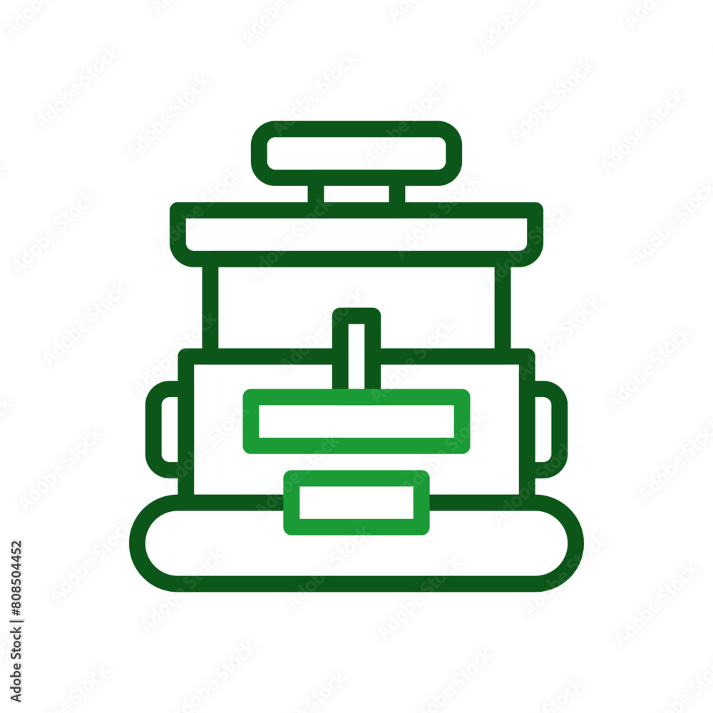 Backpack icon duocolor green military illustration. Backpack icon duocolor green military illustration.