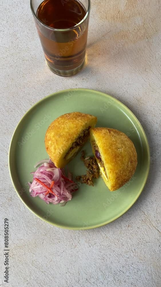 Video of stuffed potato, typical peruvian dish. Peruvian food concept. Video of stuffed potato, typical peruvian dish. Peruvian food concept.