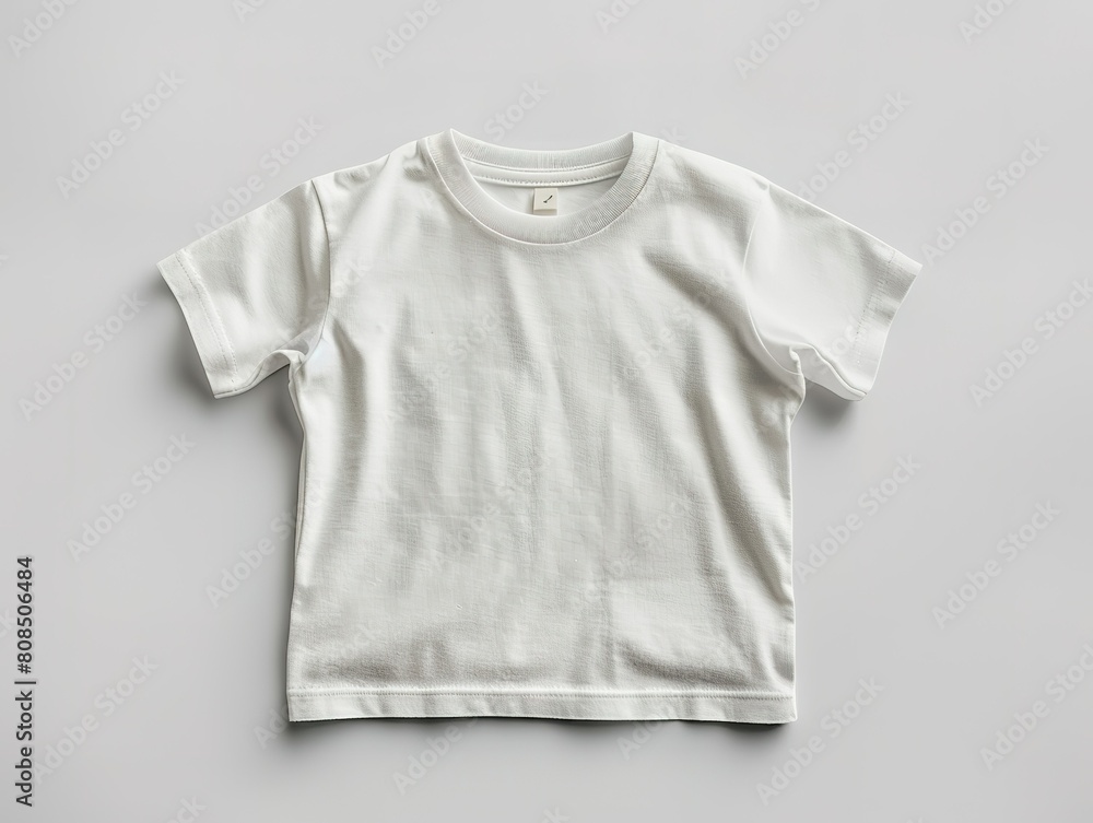 Kids tshirt mockup, Simple and elegant white t-shirt presented on a smooth gray background, ideal for showcasing minimalist fashion design. Kids tshirt mockup, Simple and elegant white t-shirt presented on a smooth gray background, ideal for showcasing minimalist fashion design.