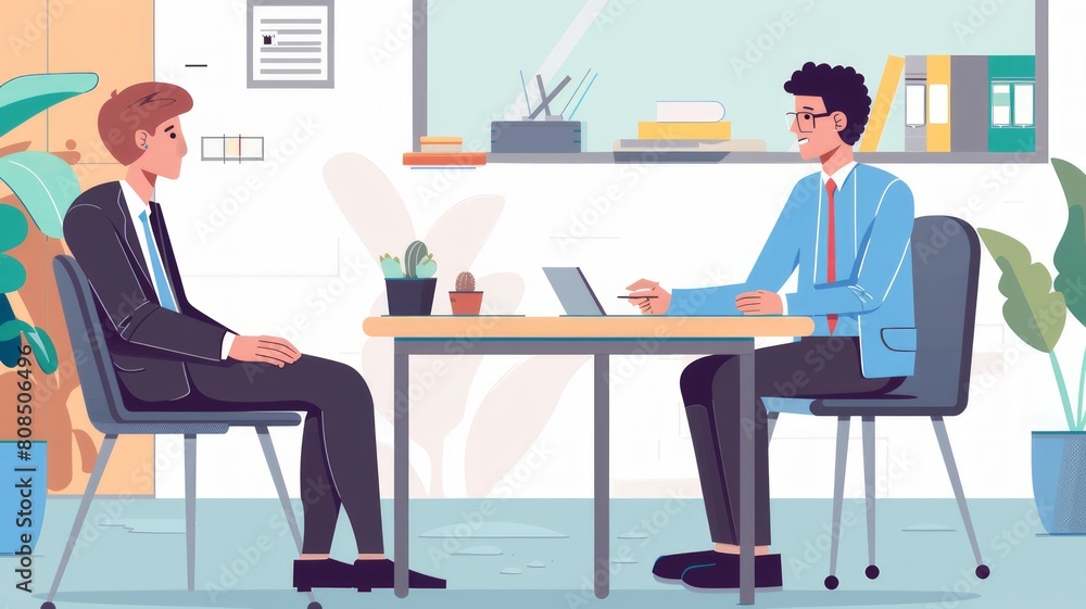 Job seeker in job interview meeting with manager Job seeker in job interview meeting with manager
