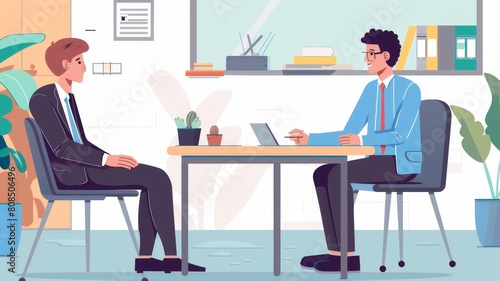 Job seeker in job interview meeting with manager