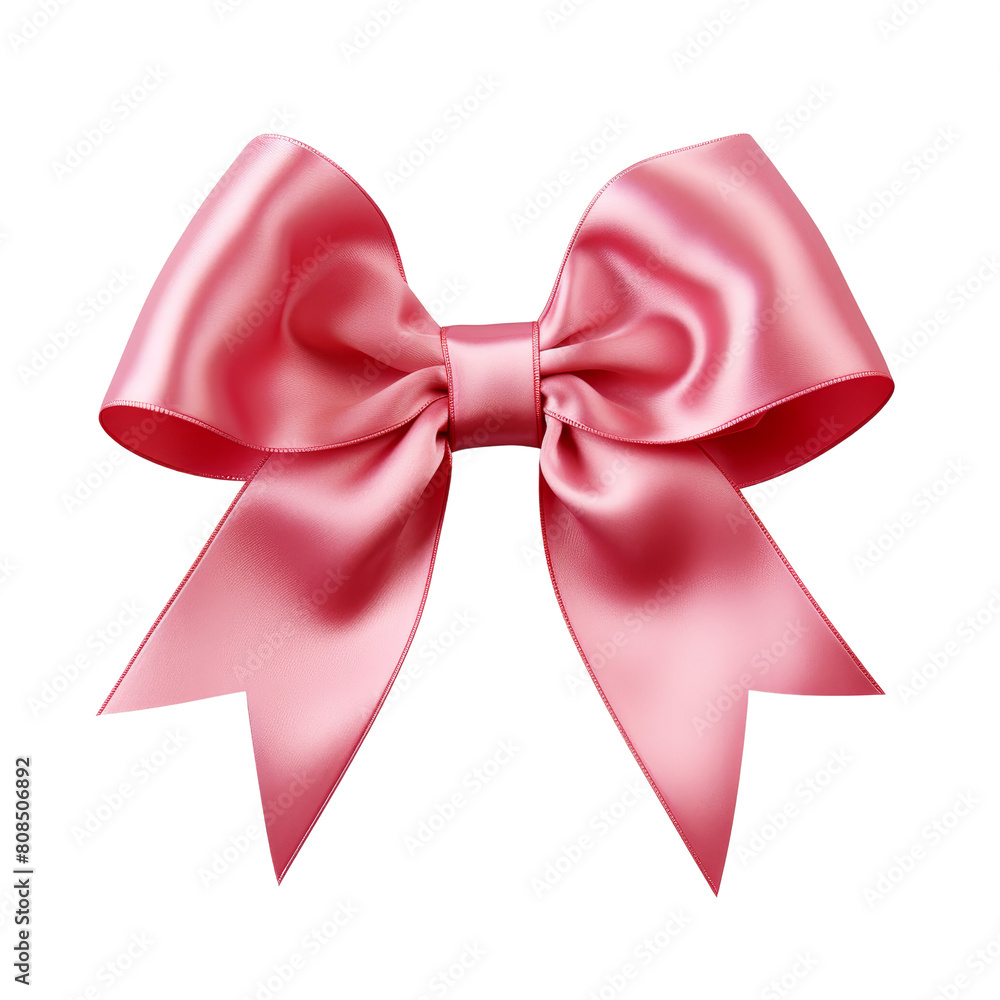 Pink bow. It is an accessory that can be used to decorate gifts.