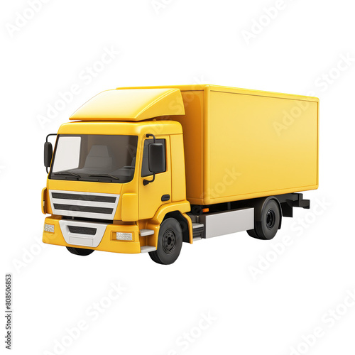 Image shows a yellow box truck isolated on transparent background.