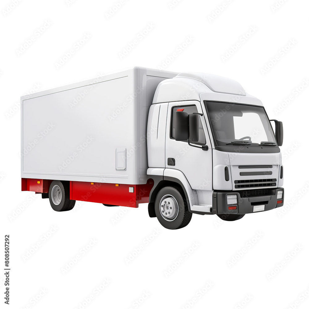 White truck with red stripe on the bottom. White truck with red stripe on the bottom.